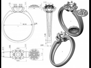 gold rings with diamonds 25 Modelo 3D