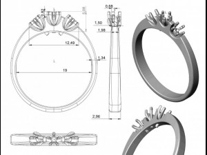 gold rings with diamonds 27 3D 모델