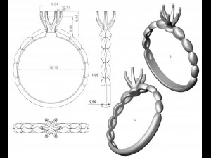 gold ring with a diamond 31 3D Model