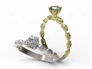 gold ring with a diamond 32 3Dモデル