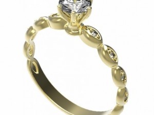 gold ring with a diamond 32 3D-Modell
