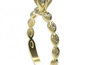 gold ring with a diamond 32 3D-Modell