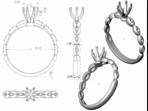 gold ring with a diamond 32 3D Model