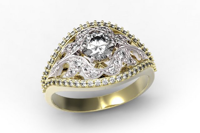 gold ring with a diamond 35 Modelo 3D .c4d .max .obj .3ds .fbx .stl .blend 