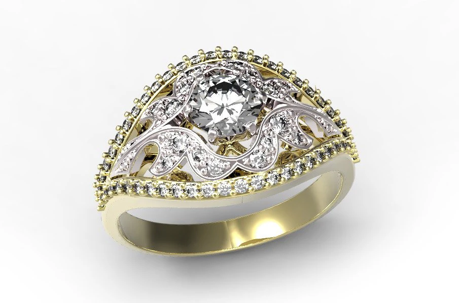 gold ring with a diamond 35 3D Model .c4d .max .obj .3ds .fbx .stl .blend