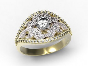 gold ring with a diamond 35 3D-Modell