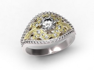 gold ring with a diamond 35 Modelo 3D