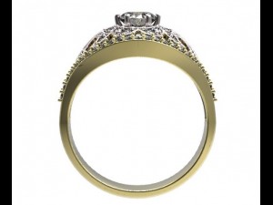 gold ring with a diamond 35 Modelo 3D