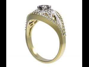 gold ring with a diamond 35 Modelo 3D