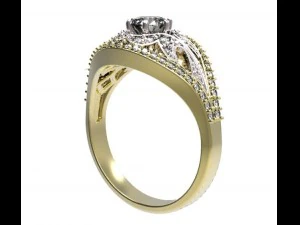 gold ring with a diamond 35 3D Model