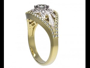 gold ring with a diamond 35 Modelo 3D