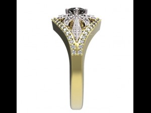 gold ring with a diamond 35 Modelo 3D