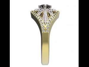 gold ring with a diamond 35 3D Model