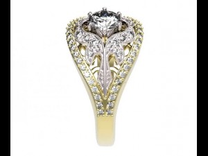 gold ring with a diamond 35 Modelo 3D