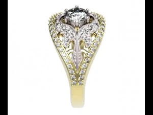 gold ring with a diamond 35 3D Model