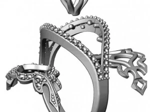 gold ring with a diamond 35 3D Model