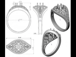 gold ring with a diamond 35 3D Model