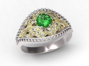 gold ring with a diamond 35 Modelo 3D