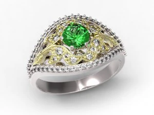 gold ring with a diamond 35 3D Model