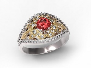 gold ring with a diamond 35 Modelo 3D