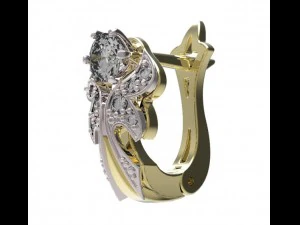 gold earrings with diamonds 36 3D Model