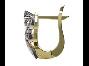 gold earrings with diamonds 36 3D Model
