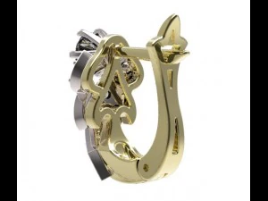 gold earrings with diamonds 36 3D Model