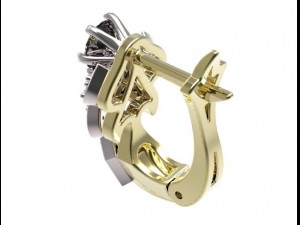 gold earrings with diamonds 36 3D 모델