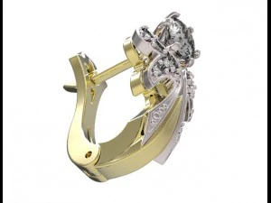 gold earrings with diamonds 36 3D Model