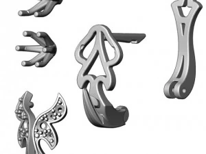 gold earrings with diamonds 36 3D Model