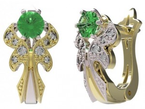 gold earrings with diamonds 36 3D 모델