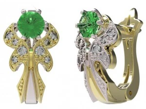 gold earrings with diamonds 36 3D Model