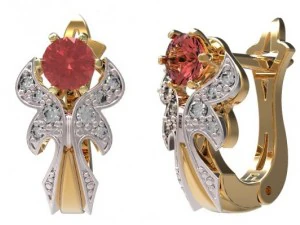 gold earrings with diamonds 36 3D Model