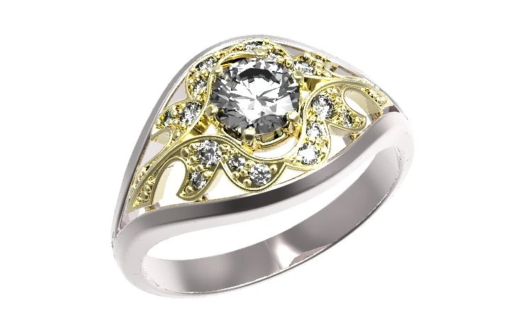 gold ring with a diamond 36 3D Model .c4d .max .obj .3ds .fbx .stl .blend