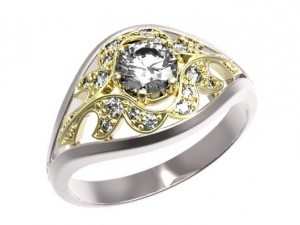 gold ring with a diamond 36 Modelo 3D