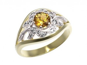 gold ring with a diamond 36 3D मॉडल