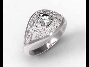 gold ring with a diamond 36 3D मॉडल