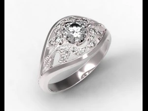 gold ring with a diamond 36 3D Model
