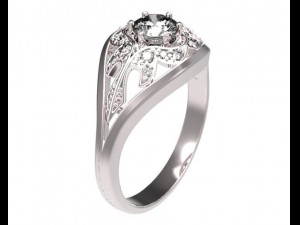 gold ring with a diamond 36 3D मॉडल