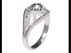 gold ring with a diamond 36 3D Model