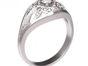 gold ring with a diamond 36 3D मॉडल