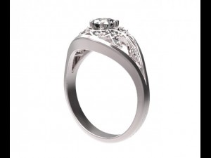 gold ring with a diamond 36 3D मॉडल