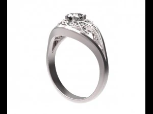 gold ring with a diamond 36 3D Model