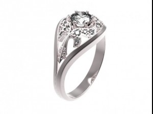gold ring with a diamond 36 3D मॉडल