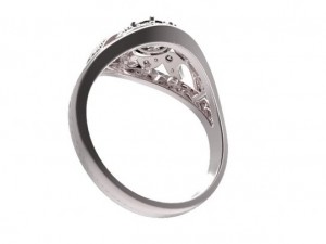 gold ring with a diamond 36 3D मॉडल