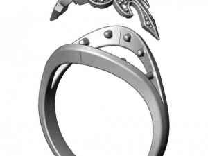gold ring with a diamond 36 3D मॉडल