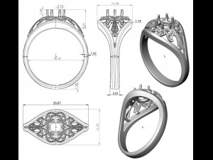 gold ring with a diamond 36 3D मॉडल