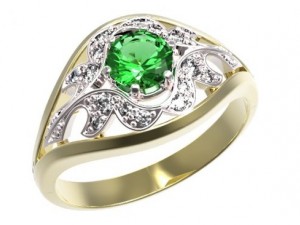 gold ring with a diamond 36 3D मॉडल