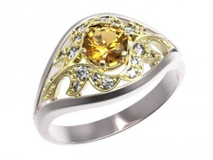 gold ring with a diamond 36 3D मॉडल