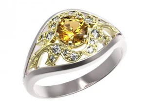 gold ring with a diamond 36 3D Model
